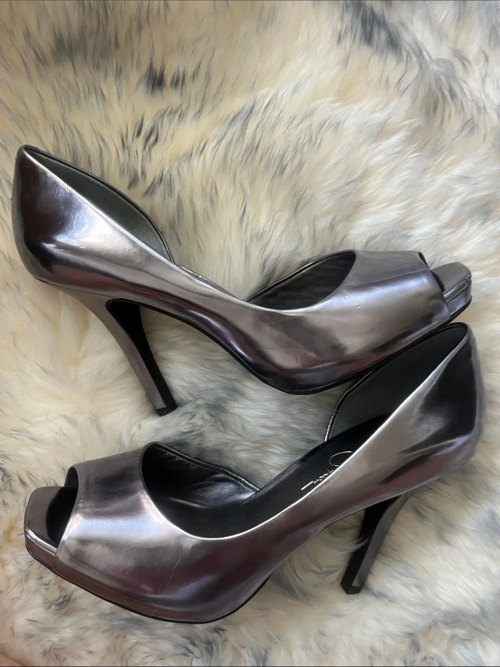 NEW Jessica Simpson Iridescent Purple Peep-Toe Heels